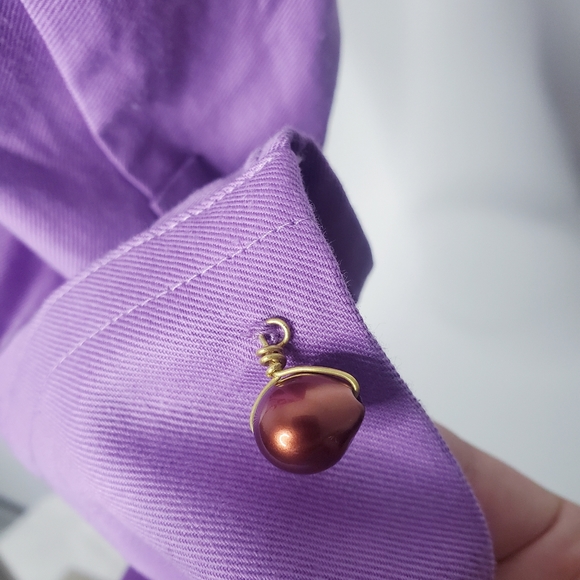 VINCE. | Purple Tie Back Long Sleeve Collared Shirt - Picture 8 of 12